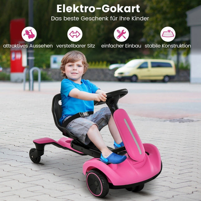 6V Gokart Elektro Drift Auto für Kinder Elektro Gokart mit 2-Fach verstellbarem Sitz Pink