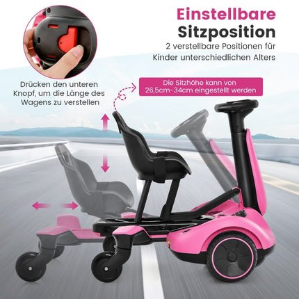 6V Gokart Electric Drift Car for Children Electric Gokart with 2-Way Adjustable Seat Pink