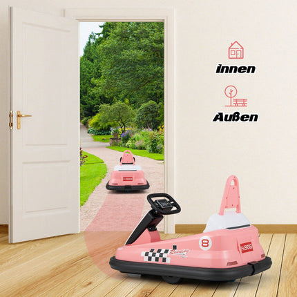6V Kinder Elektro-Bumper Car – 360° drehbar, Musik, Lichter, Pink