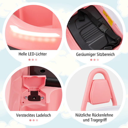 6V Kinder Elektro-Bumper Car – 360° drehbar, Musik, Lichter, Pink