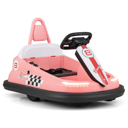 6V Kinder Elektro-Bumper Car – 360° drehbar, Musik, Lichter, Pink