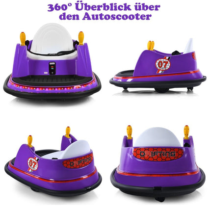 6V Kinder Elektro Bumper Car mit Lichtern & Musik, Lila