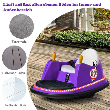 6V Kinder Elektro Bumper Car mit Lichtern & Musik, Lila