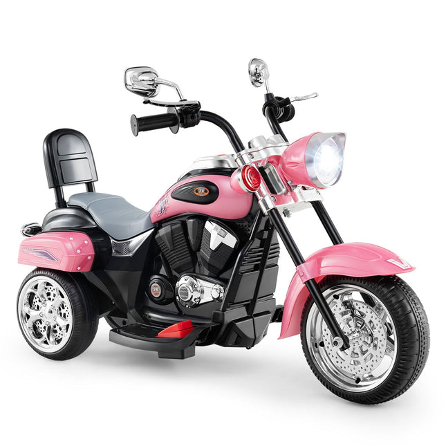 6V Kinder-Elektromotorrad, Rosa, verstellbare Lichter & Sound