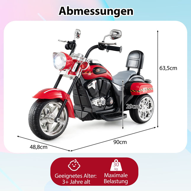 6V Kinder-Elektromotorrad mit Licht & Sound, Rot