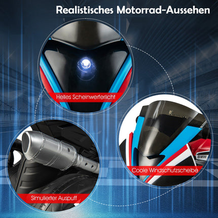 6V Kinder-Elektromotorrad mit Musik, Scheinwerfer, 3 Rädern, Rot