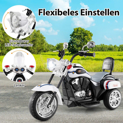 6V Kids Electric Police Motorcycle, Adjustable Lights & Sound