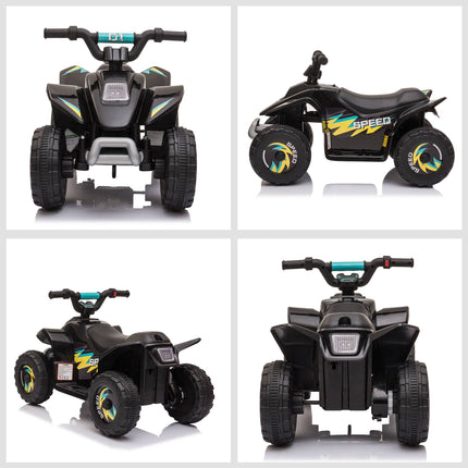 6V Kids Electric Quad Bike, Black, Ages 1.5-3, 20kg Limit