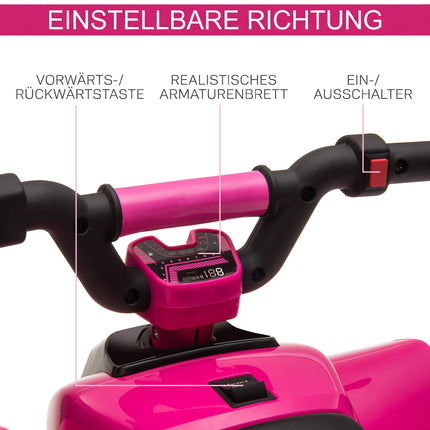 6V Kids Electric Quad Bike, Pink, Ages 1.5-3, Up to 20kg