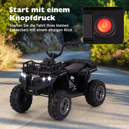 6V Kinder-Elektro-Quad mit MP3 & LED-Lichtern, Schwarz