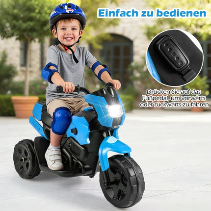 6V Kinder-Elektromotorrad, 3 Räder, LED-Lichter