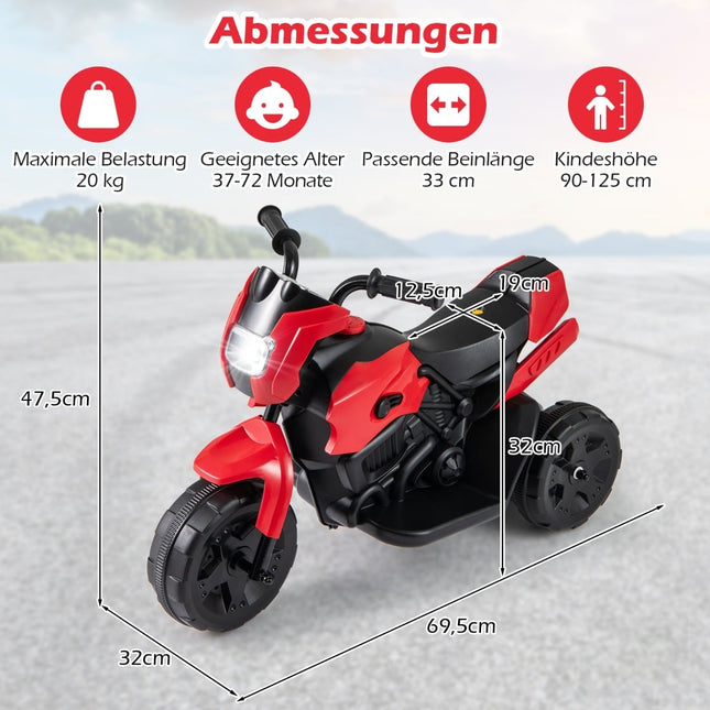 6V Kinder-Elektro-Dreirad-Motorrad mit LED-Scheinwerfer