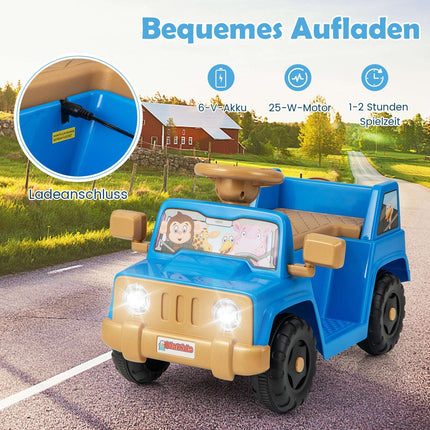 Dětské elektrické autíčko 6V se zvukovými efekty, modrá