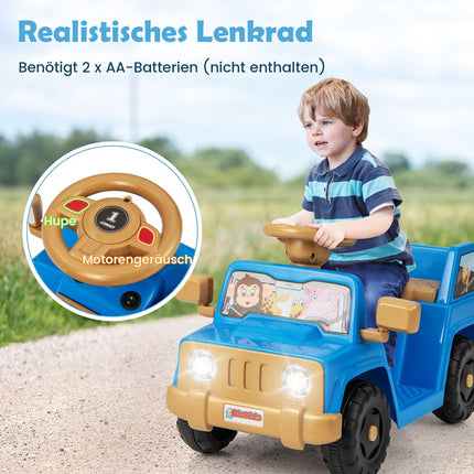 Dětské elektrické autíčko 6V se zvukovými efekty, modrá