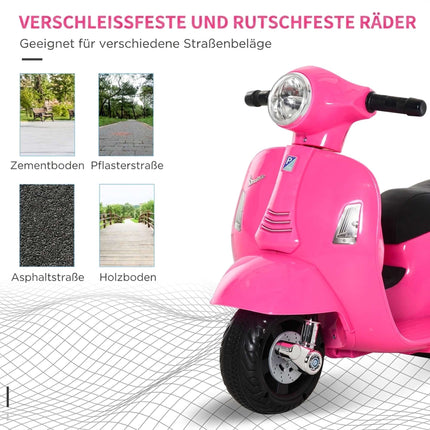 6V Pink Kids Electric Motorcycle with Training Wheels