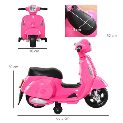6V Pink Kids Electric Motorcycle with Training Wheels