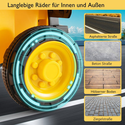 6V Kinder-Muldenkipper mit Schutzhelm bis 2,5km/h für Kinder ab 18 Monaten gelb