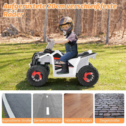 6V Kinderquad Elektro mit Vorwärts-/Rückwärtsschalter Kinderquad Mini Elektroquad Weiß