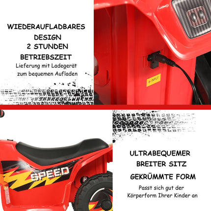 6V Elektro Kinderquad Mini Elektroquad Kinderauto 73 x 40 x 44,5 cm Rot