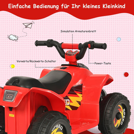 6V Elektro Kinderquad Mini Elektroquad Kinderauto 73 x 40 x 44,5 cm Rot