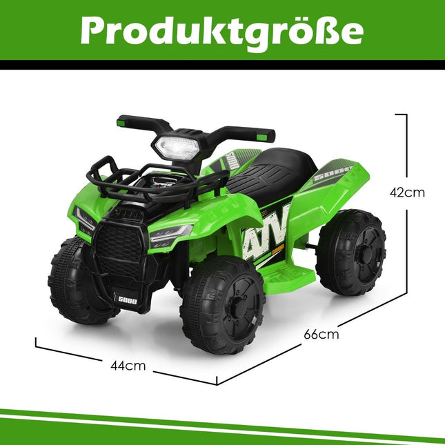 6V Elektro Kinderquad mit Stauraum &amp; Musik &amp; Hupe &amp; LED Scheinwerfer Mini Elektroquad Grün
