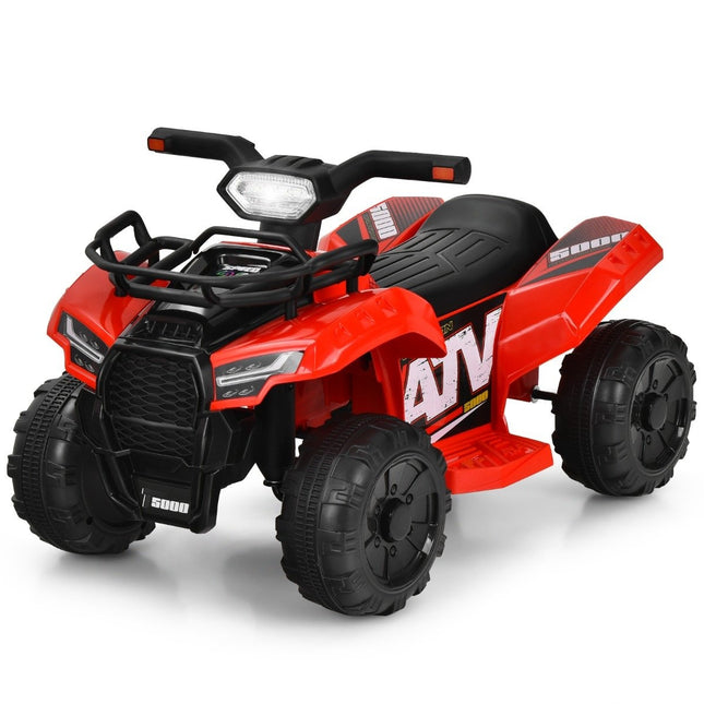 6V Elektro Kinderquad mit Stauraum &amp; Musik &amp; Hupe &amp; LED Scheinwerfer Mini Elektroquad Rot