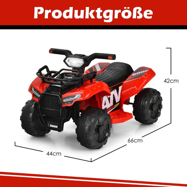 6V Elektro Kinderquad mit Stauraum &amp; Musik &amp; Hupe &amp; LED Scheinwerfer Mini Elektroquad Rot