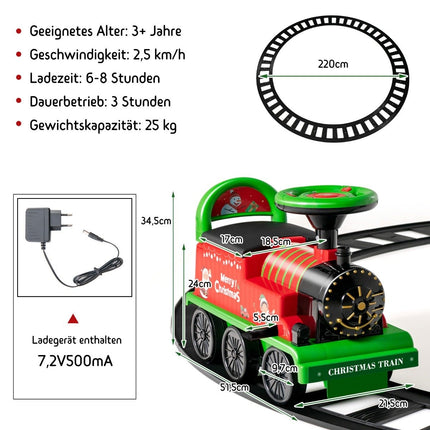 6V elektrische Kindereisenbahn mit 16 Schienenstücken für Kinder ab 3 Jahren. Grün
