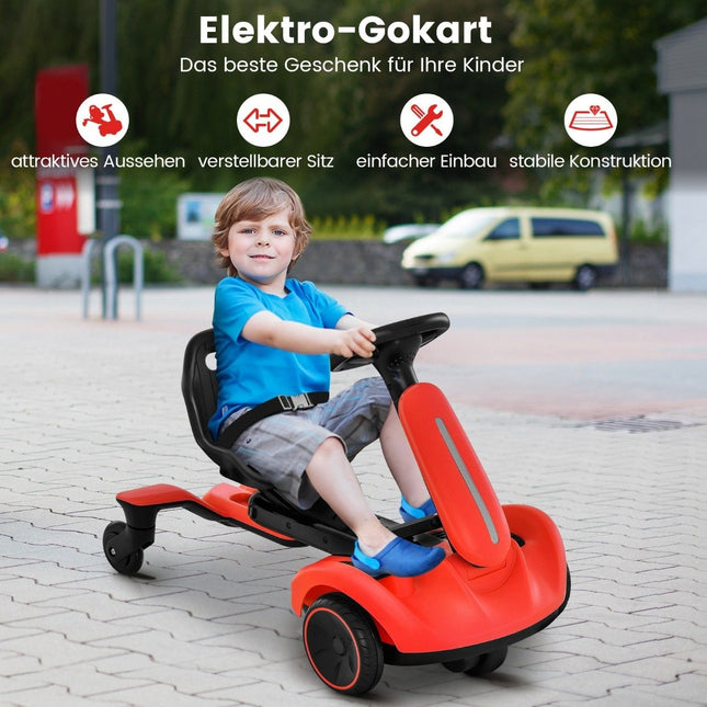 6V Go-Kart Elektro Driftauto für Kinder Elektro Go-Kart mit 2-fach verstellbarem Sitz Rot