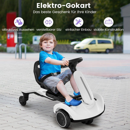 6V Go-Kart Elektro Driftauto für Kinder Elektro Go-Kart mit 2-fach verstellbarem Sitz Weiß