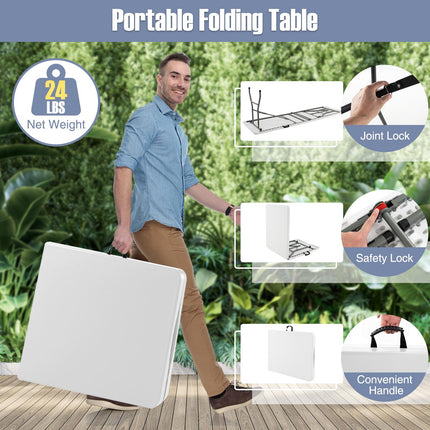 Klapptisch, 183 cm, HDPE-Platte, 159 kg Tragkraft, Weiß