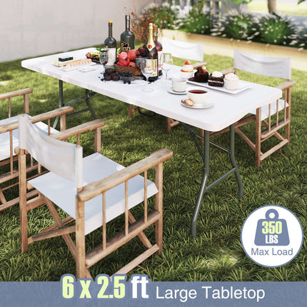 Klapptisch, 183 cm, HDPE-Platte, 159 kg Tragkraft, Weiß
