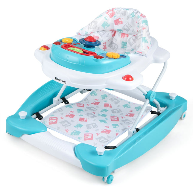 6-in-1 verstellbarer Babywalker mit Musikbrett, Grün
