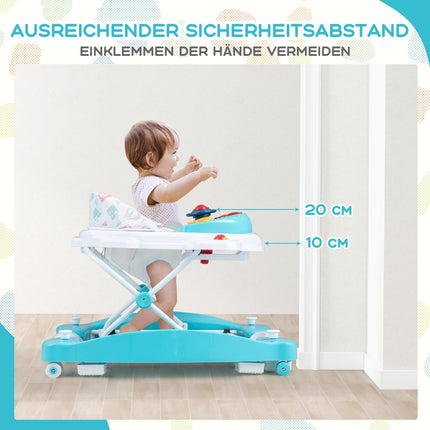 6-in-1 verstellbarer Babywalker mit Musikbrett, Grün
