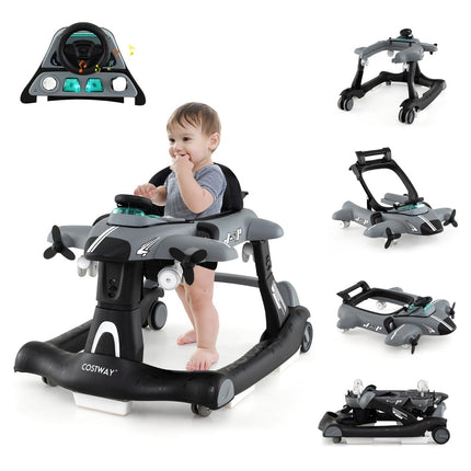 6-in-1 verstellbare Babywippe mit Tablett, Grau