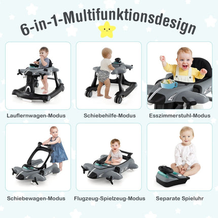 6-in-1 verstellbare Babywippe mit Tablett, Grau