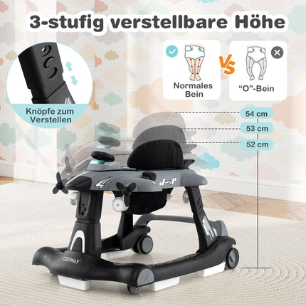6-in-1 verstellbare Babywippe mit Tablett, Grau