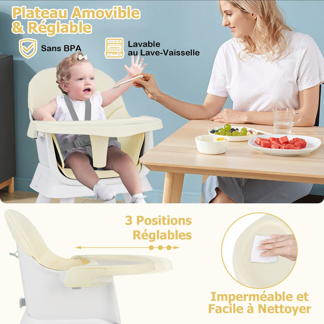 6-in-1 Babyhochstuhl – Tischchen, 5-Punkt-Gurt