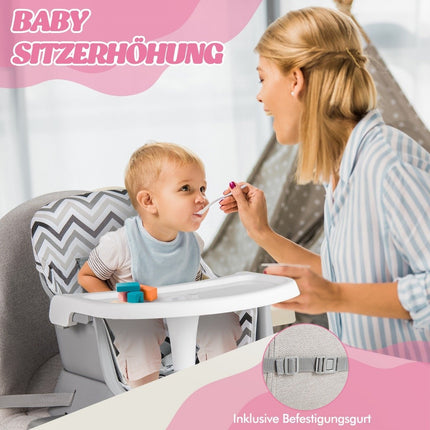 6-in-1 Babyhochstuhl Kinderhochstuhl &amp; Esszimmerstuhl &amp; Lerntisch Babystuhl Kombination Hochstuhl Grau und Weiß