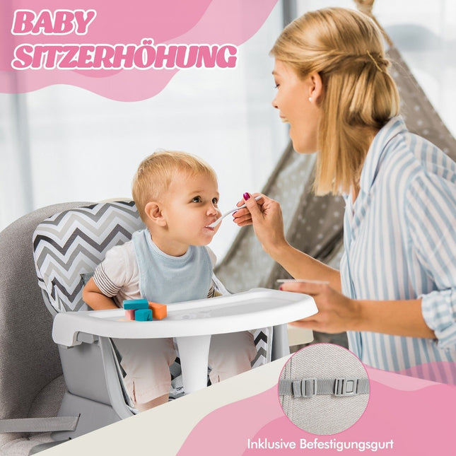 6-in-1 Babyhochstuhl Kinderhochstuhl &amp; Esszimmerstuhl &amp; Lerntisch Babystuhl Kombination Hochstuhl Grau und Weiß