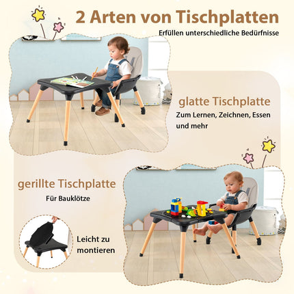 6-in-1 Babyhochstuhl mit Spieltisch & Doppeltablett