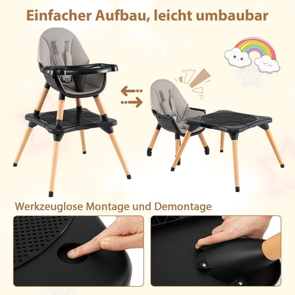 6-in-1 Babyhochstuhl mit Spieltisch & Doppeltablett