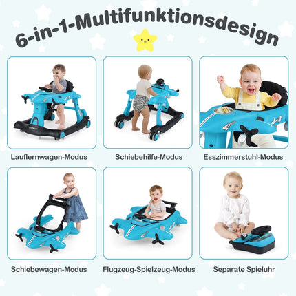 6-in-1 Babywalker, Höhenverstellbar, Blau