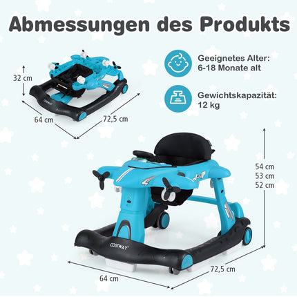 6-in-1 Babywalker, Höhenverstellbar, Blau