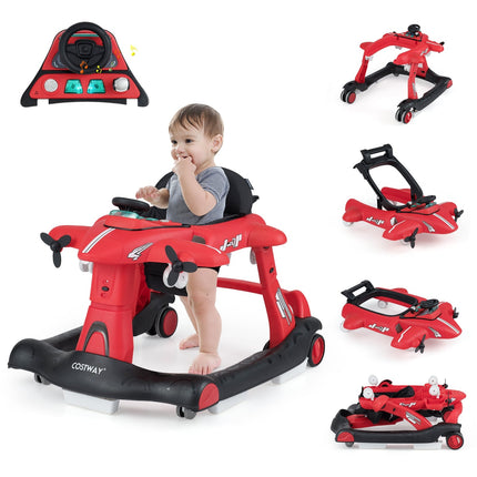 6-in-1 Babywalker mit verstellbarer Höhe, Rot