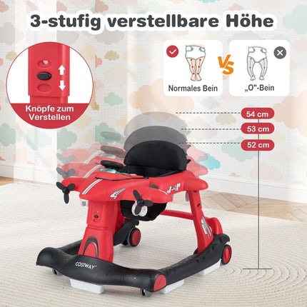 6-in-1 Babywalker mit verstellbarer Höhe, Rot