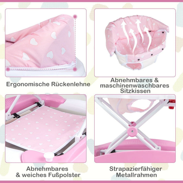 6-in-1 Babywalker mit abnehmbarem Spielbrett, Rosa