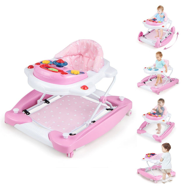 6-in-1 Babywalker mit abnehmbarem Spielbrett, Rosa