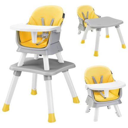 6-in-1-Wandelbarer Baby-Hochstuhl, 5-Punkt-Gurt, Tablett