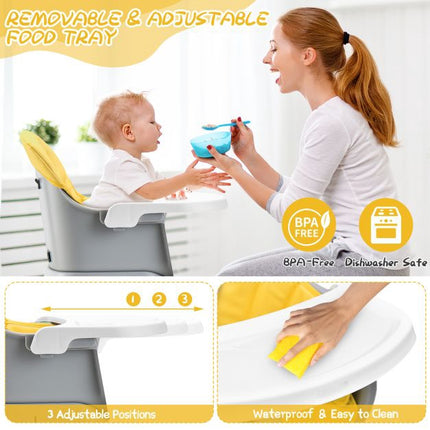 6-in-1-Wandelbarer Baby-Hochstuhl, 5-Punkt-Gurt, Tablett